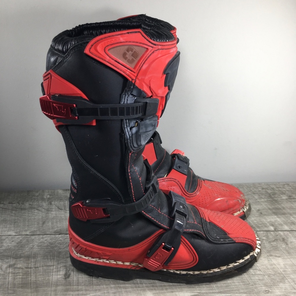 Thor Quandrant Mx Motocross Off Road Biking Racing Mens Red Leather Boots Size 5
